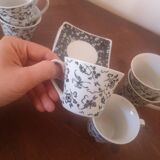 Black and white cups with plates