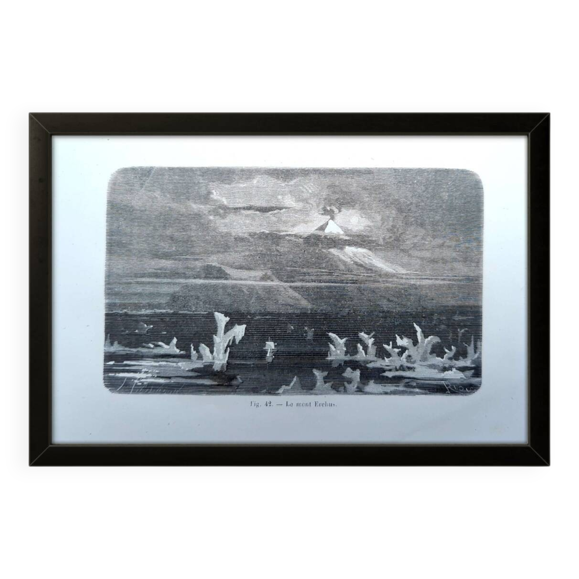 Printed in 1868, Mount Erebus, Ross Island, Antarctica.