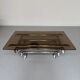 Space coffee table from the 70s, tubular metal and glass, Italian design