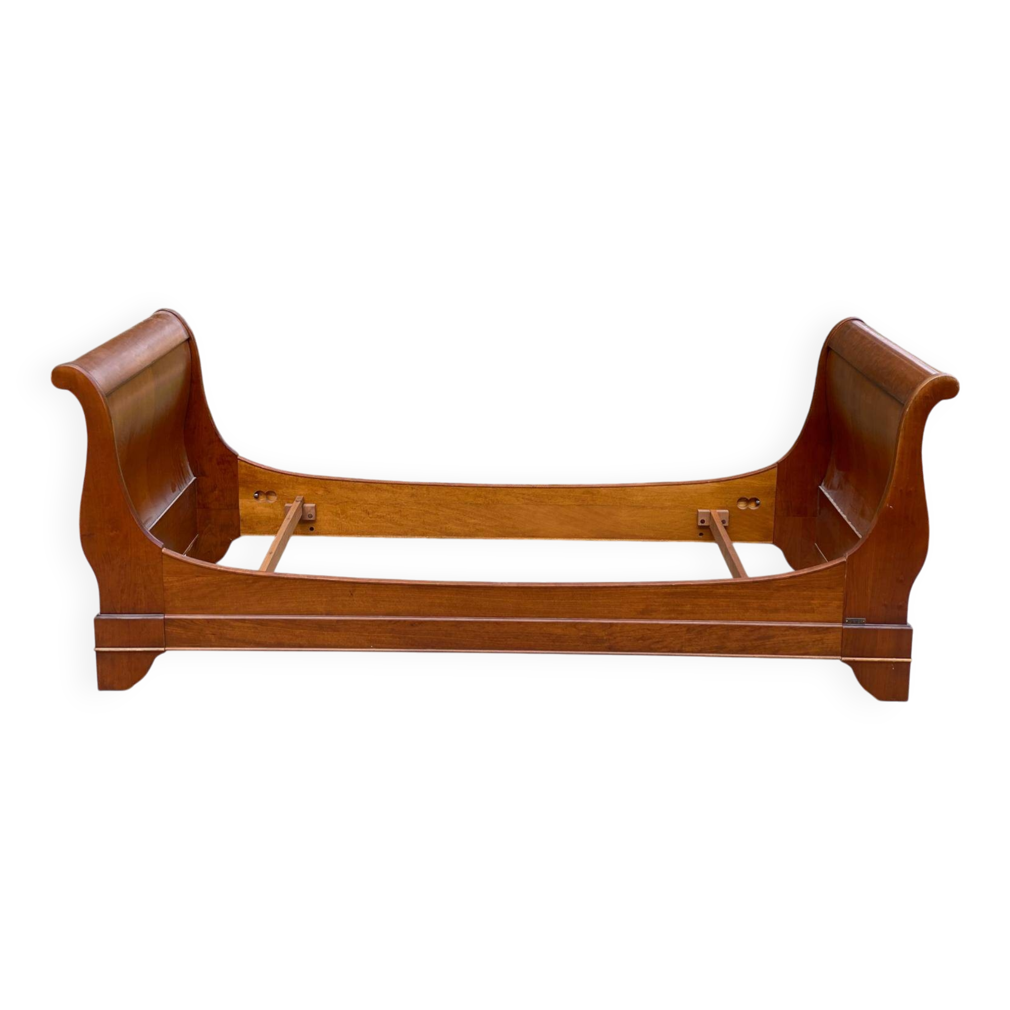 Louis Philippe Grange solid wood sleigh bed with base