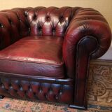 Chesterfield armchair burgundy leather