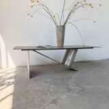 Handcrafted metal coffee table from the 1970s