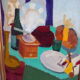 Old painting of oil painting on wood