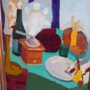 Old painting of oil painting on wood