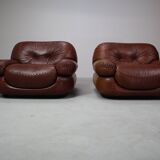 Sapporo leather armchairs by Mobil Girgi, Italy 1970's