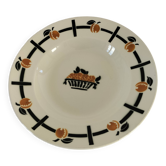 Plat décor panier d'abricots, faïencerie Badonviller