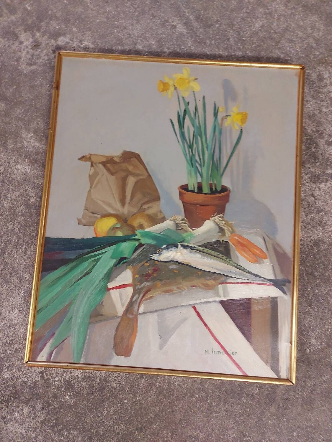 Painting, oil on canvas still life, Michel Mercier