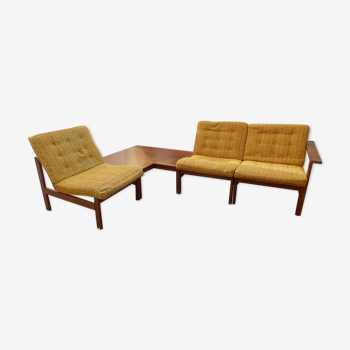 Table et 2+1 fauteuils gjerlov and lind moduline série 175 original numéroté, signé des 60es