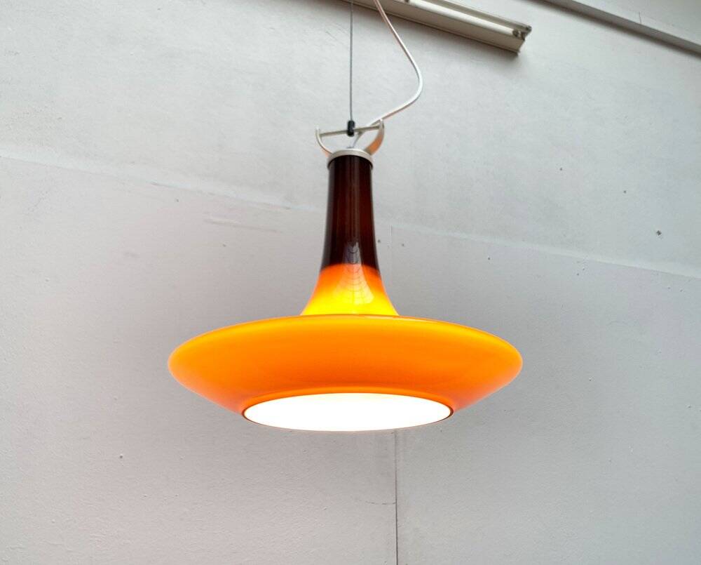 Mid-century glass tulip pendant by Peill & Putzler, 1960s.
