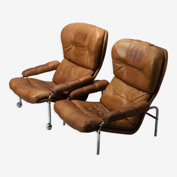 Pairs of armchairs by Jean-Éric Bengtsson editions cap industri AB - Circa 1970