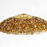 Gorgeous large 1970s Palwa brass ceiling or wall lamp with faceted crystal