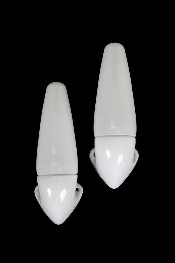 Set of 2 IFÖ “6035” / Stig Carlsson ceramic / glass / wall lamps / mid-century modern design