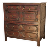 English chest of drawers; Charles II period, oak
