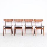 Farstrup teak wooden chairs with new skai, 1960s