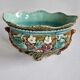 Onnaing planter in Majolica floral pattern with strawberry-shaped accents - France 1900