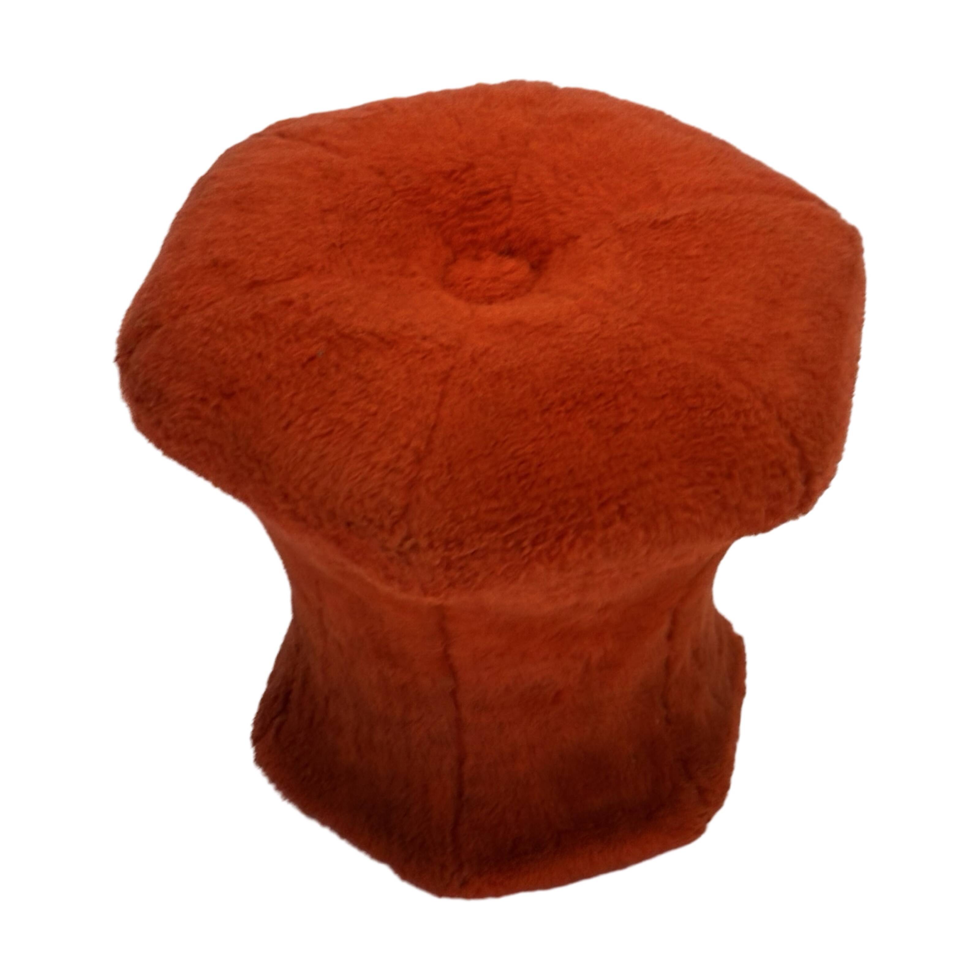 Pouf repose-pieds rond recouvert de peluche en forme de champignon vintage des années 60 et 70