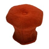 Pouf repose-pieds rond recouvert de peluche en forme de champignon vintage des années 60 et 70