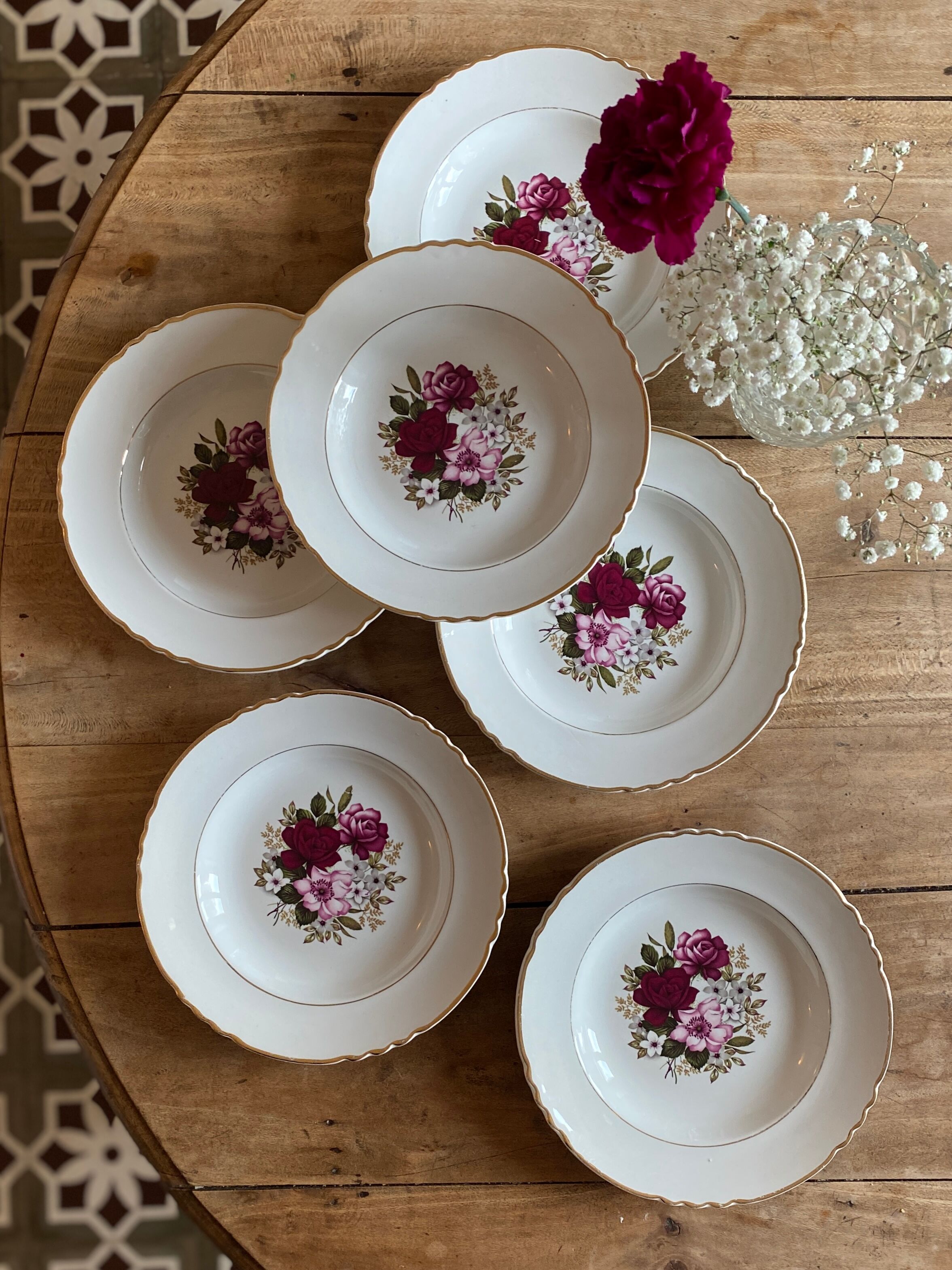 Set of 6 plates hollow vintage Moulin des Loups