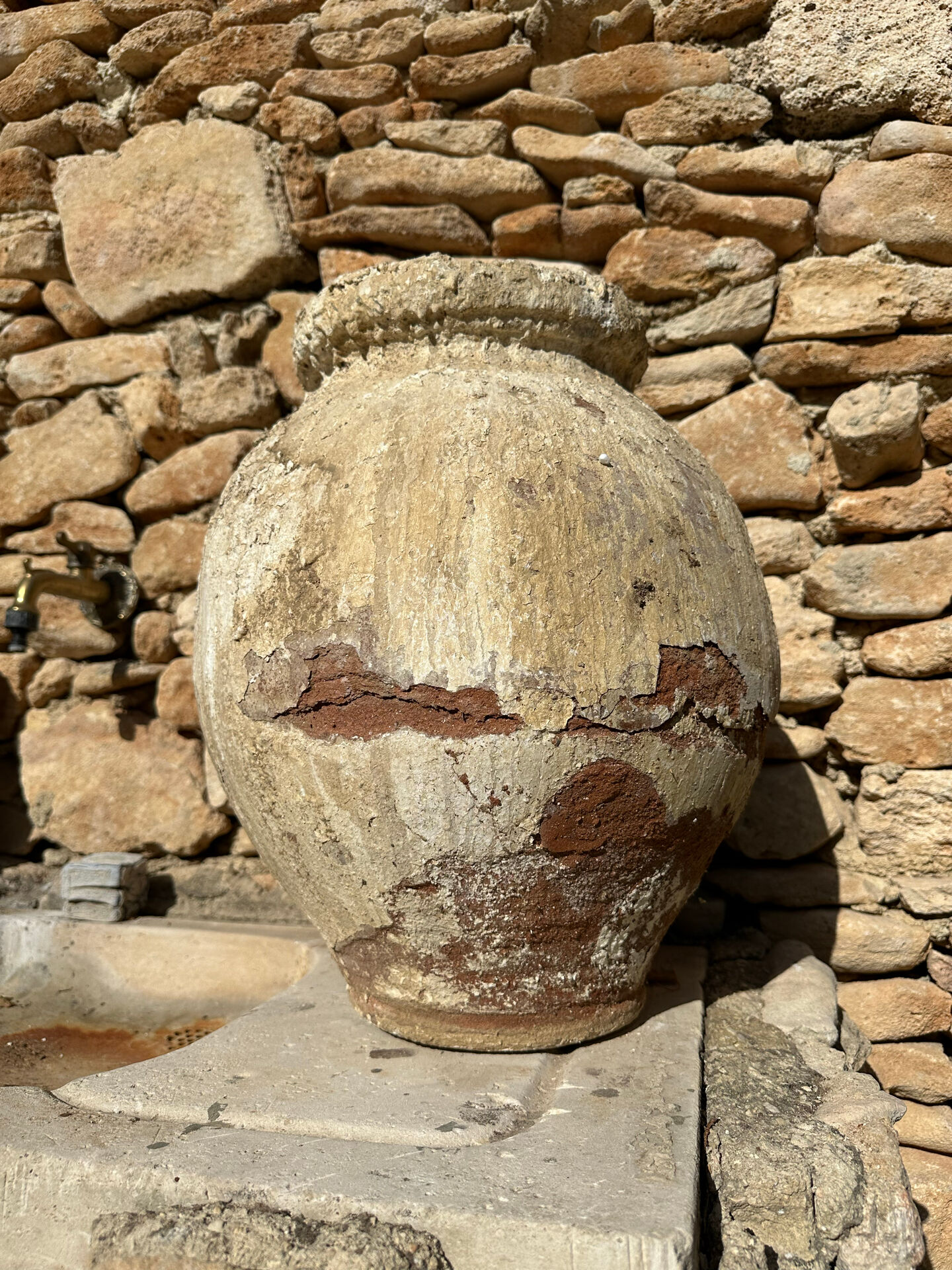 Ancient terracotta pottery jar from the 19th century.