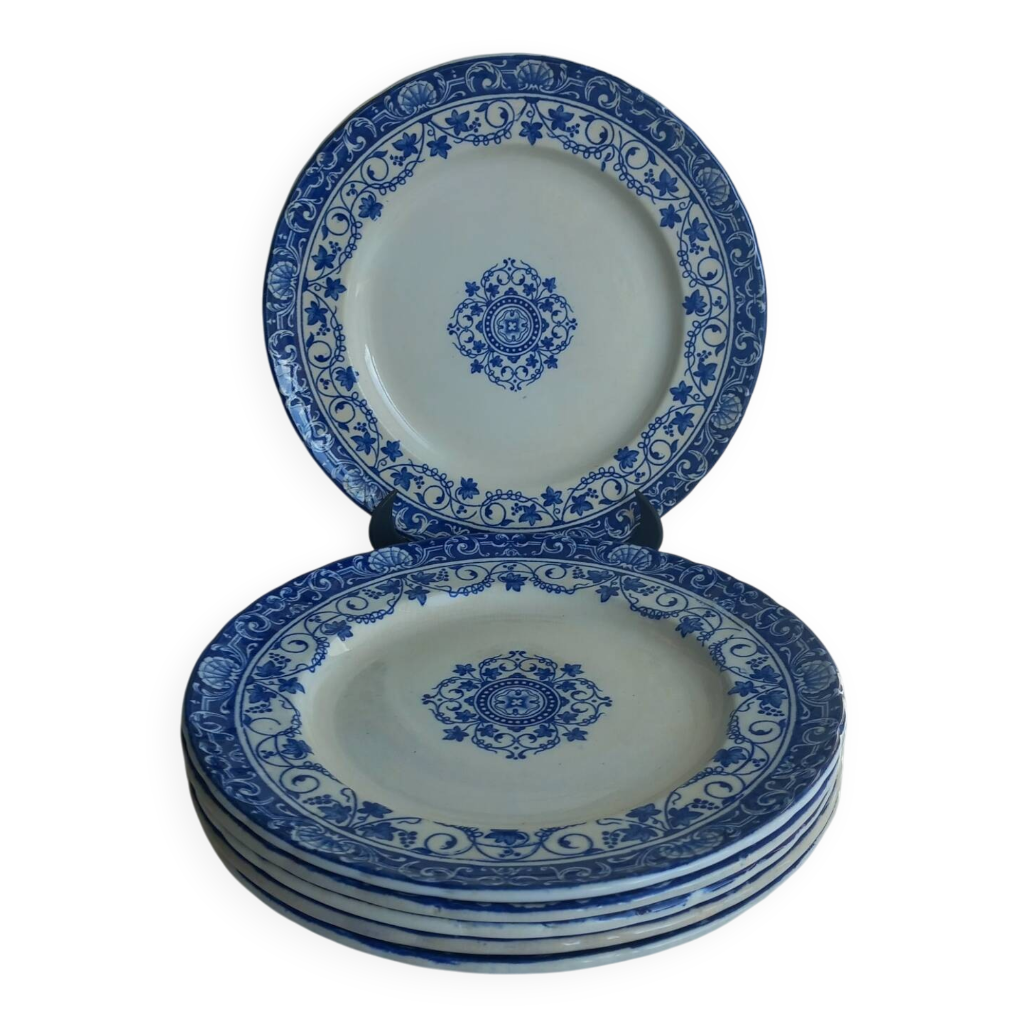 6 Jules Vieillard plates, "Louis XV" service, 19th century