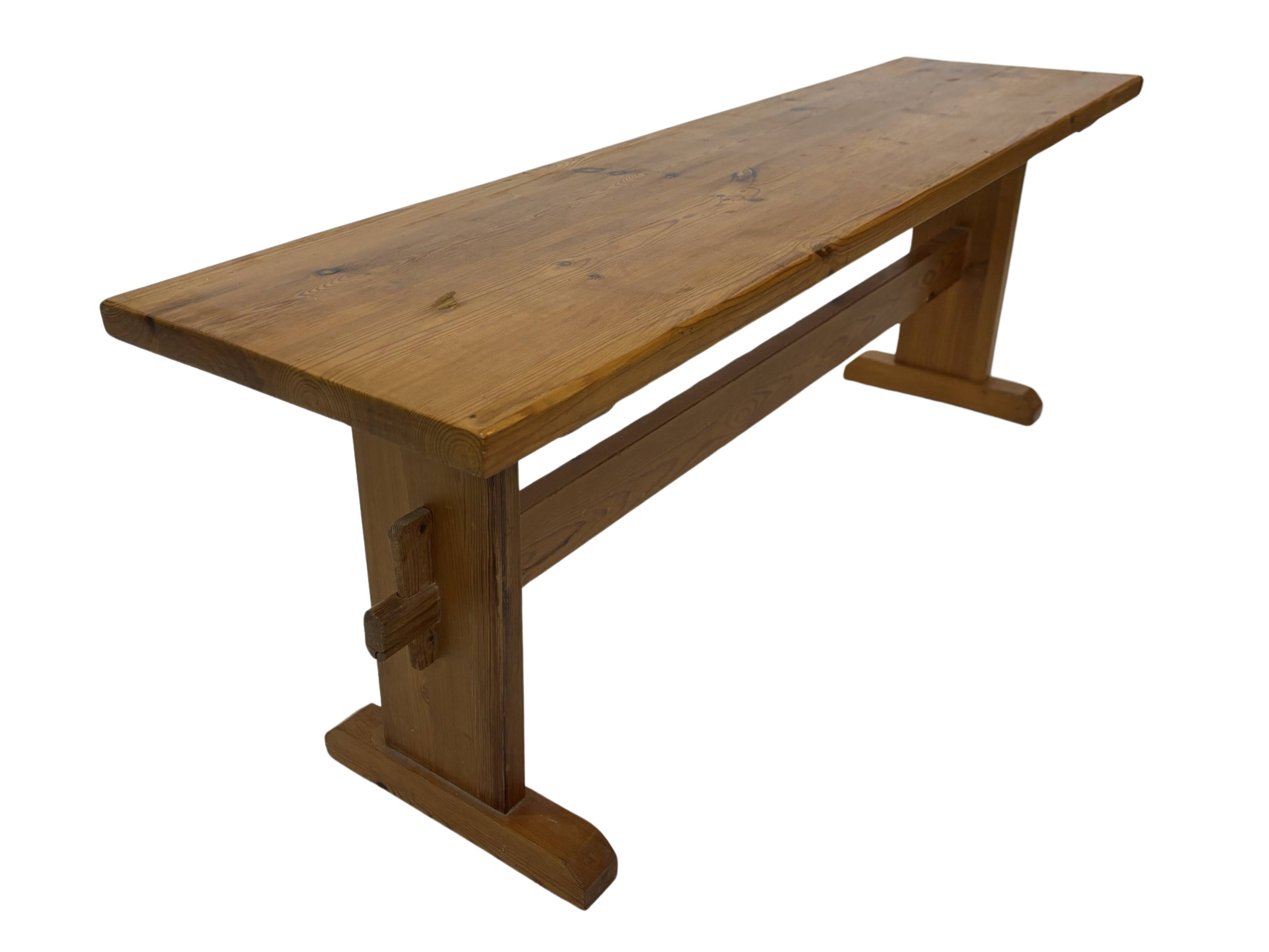 Vintage Scandinavian modern pinewood bench from the 1960's