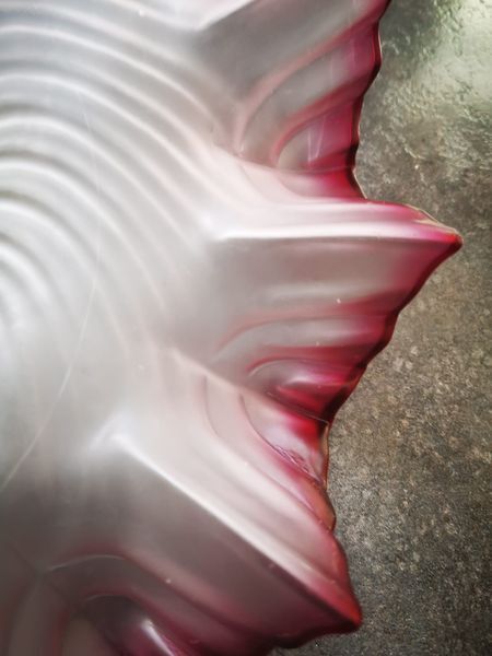 Old suspension opaline pink purple serrated handkerchief art deco 1930 TBE
