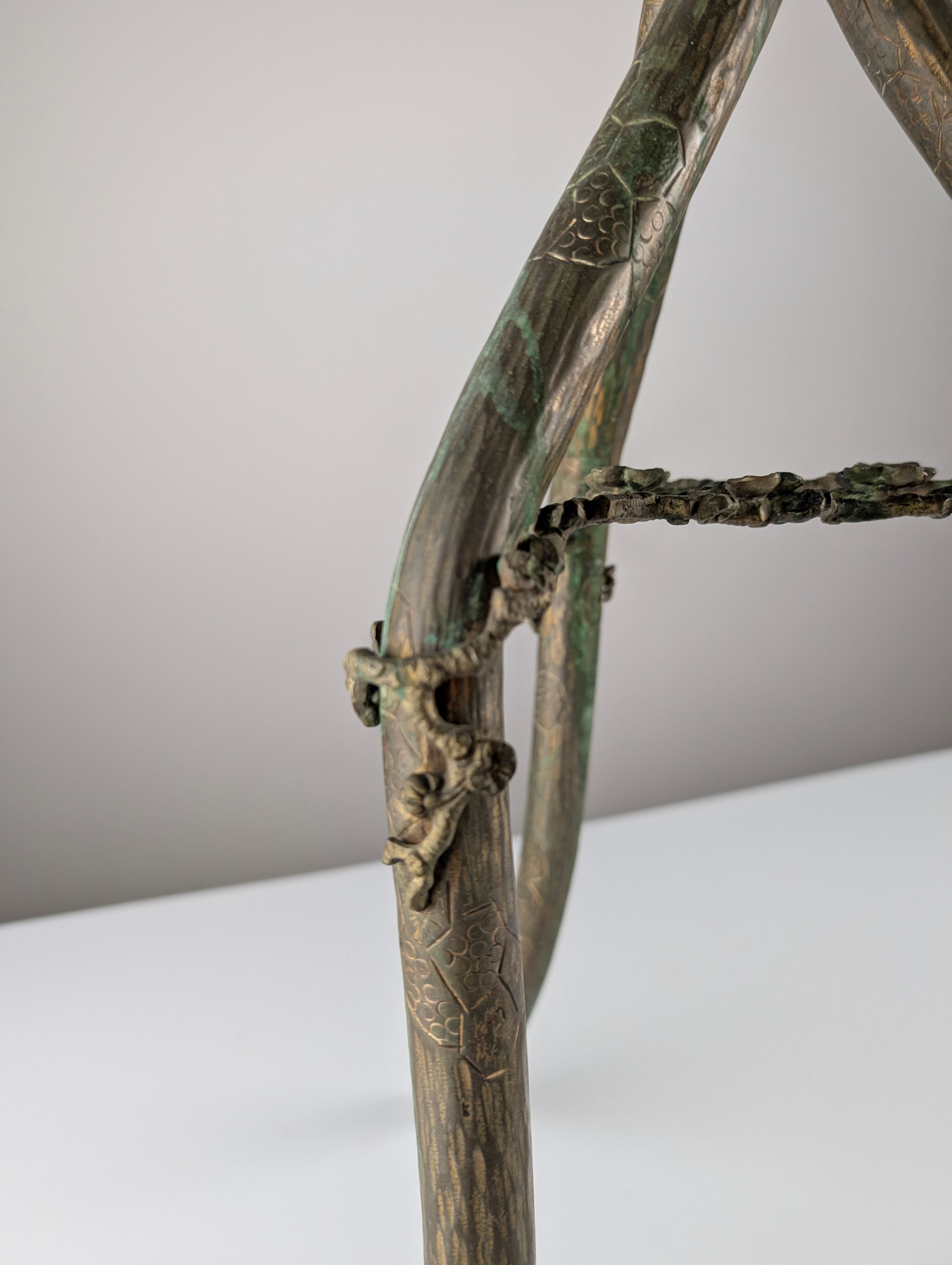 Japanese Art Nouveau bronze and brass table with dragonfly, 1920s