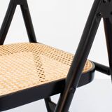 4 Vintage Wood Folding Chairs with Cane Seating