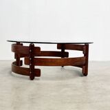Table basse ronde en palissandre, années 1970