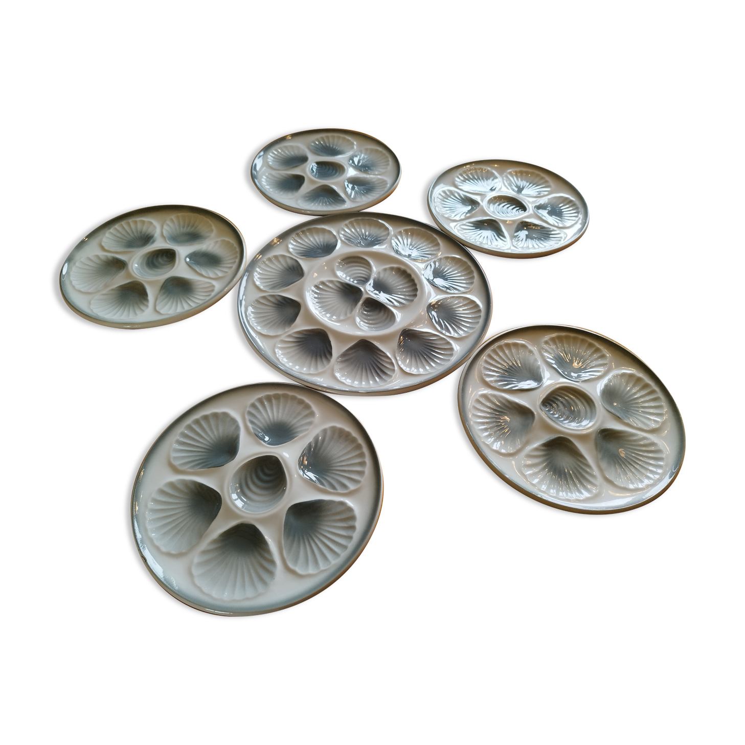 Set of 6 oyster plates and dish