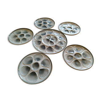 Set of 6 oyster plates and dish