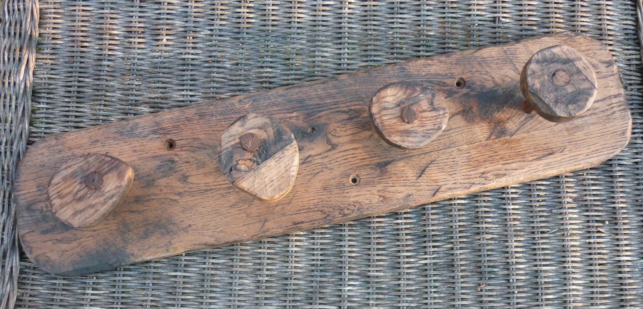 Brutalist wooden coat rack