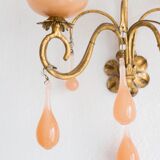 Pair of Pink Opaline Italian Wall Lamps