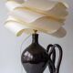 Modern Sculptural Table Lamp in Ceramic and Wood, Organic Style: "Cántaro Cloud" with Wings