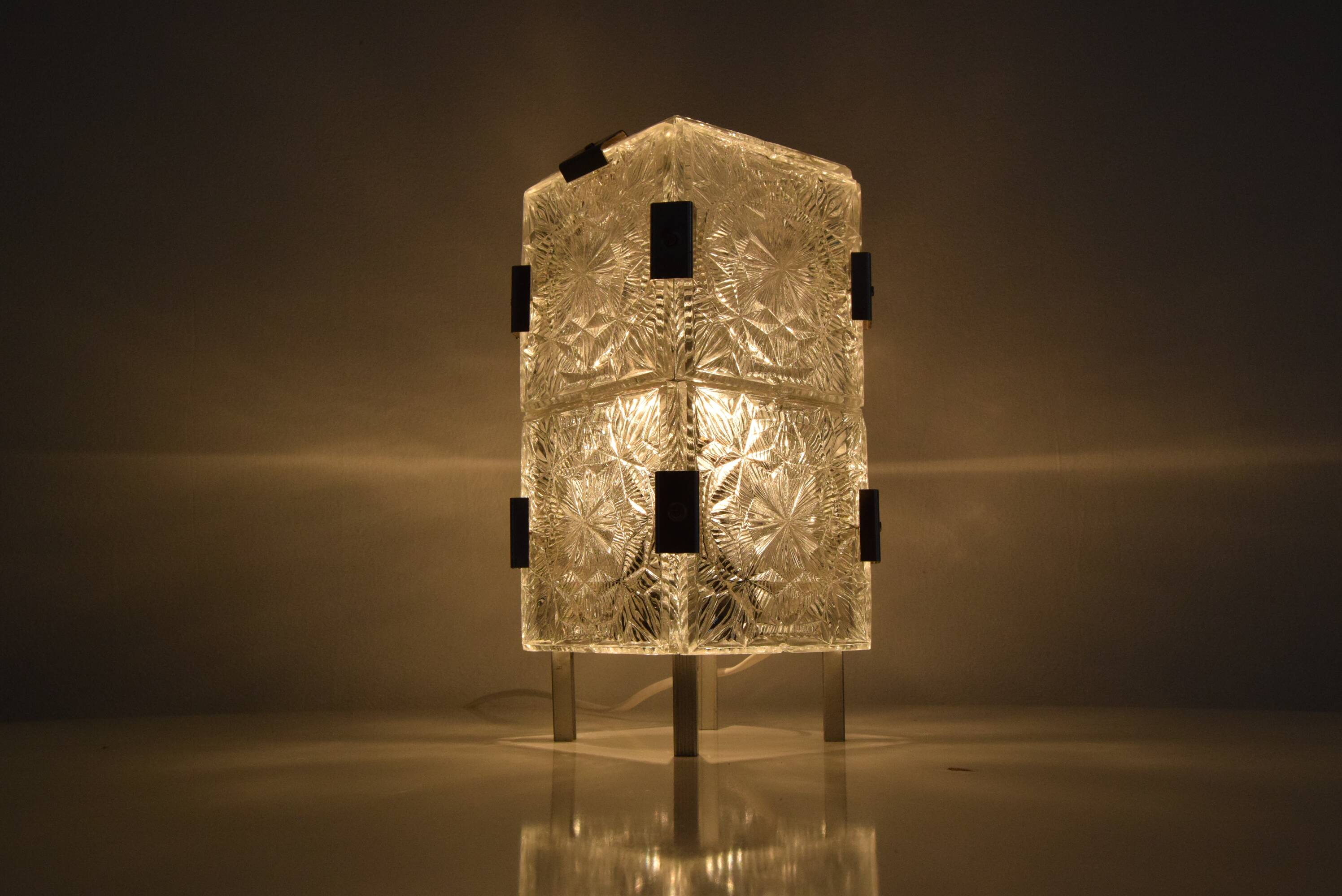 Vintage Glass  Table Lamp by Josef Hejtman for Kamenicky Senov,Czechoslovakia,1960's.