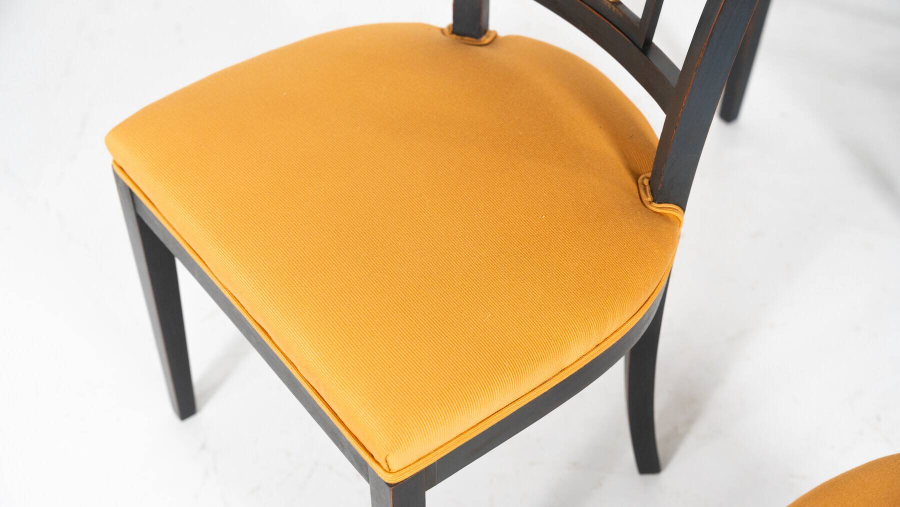 Set of 2 Black and Gold Armchairs and 4 Chairs, Empire style