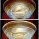 Art Deco lamp 1930 wrought iron opalescent glass fish Ezan