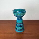 Rimini Blue Candle Holder in Mid-Century Ceramic by Aldo Londi for Bitossi, Italy, 1960s