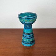 Rimini Blue Candle Holder in Mid-Century Ceramic by Aldo Londi for Bitossi, Italy, 1960s
