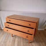 Scandinavian designer chest of drawers in blond oak Mid-Century Circa 1950