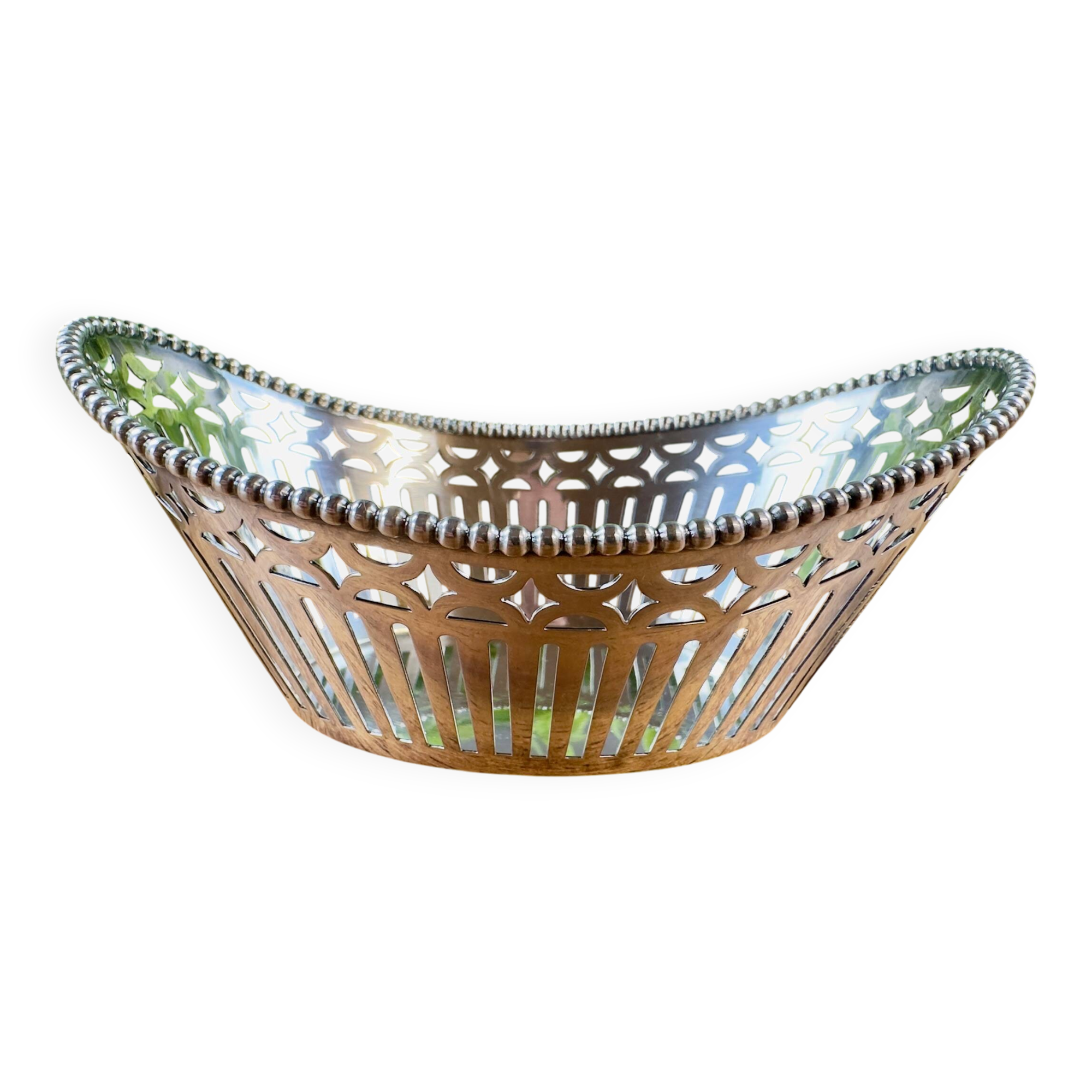 Openwork silver-plated metal basket Zilfa Pleet