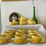 Service à café vintage. Tasses à café en faïence jaune vintage - Service à thé jaun
