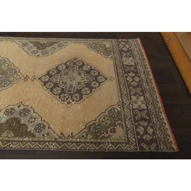 1970s Vintage Turkish Hand-Knotted Wool Cotton Orange Runner Rug 100x360