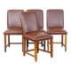 Set of 4 English style dining chairs in cognac-colored leather