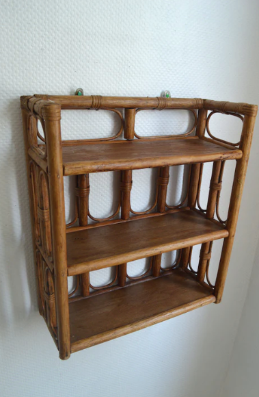 Rattan wall shelf