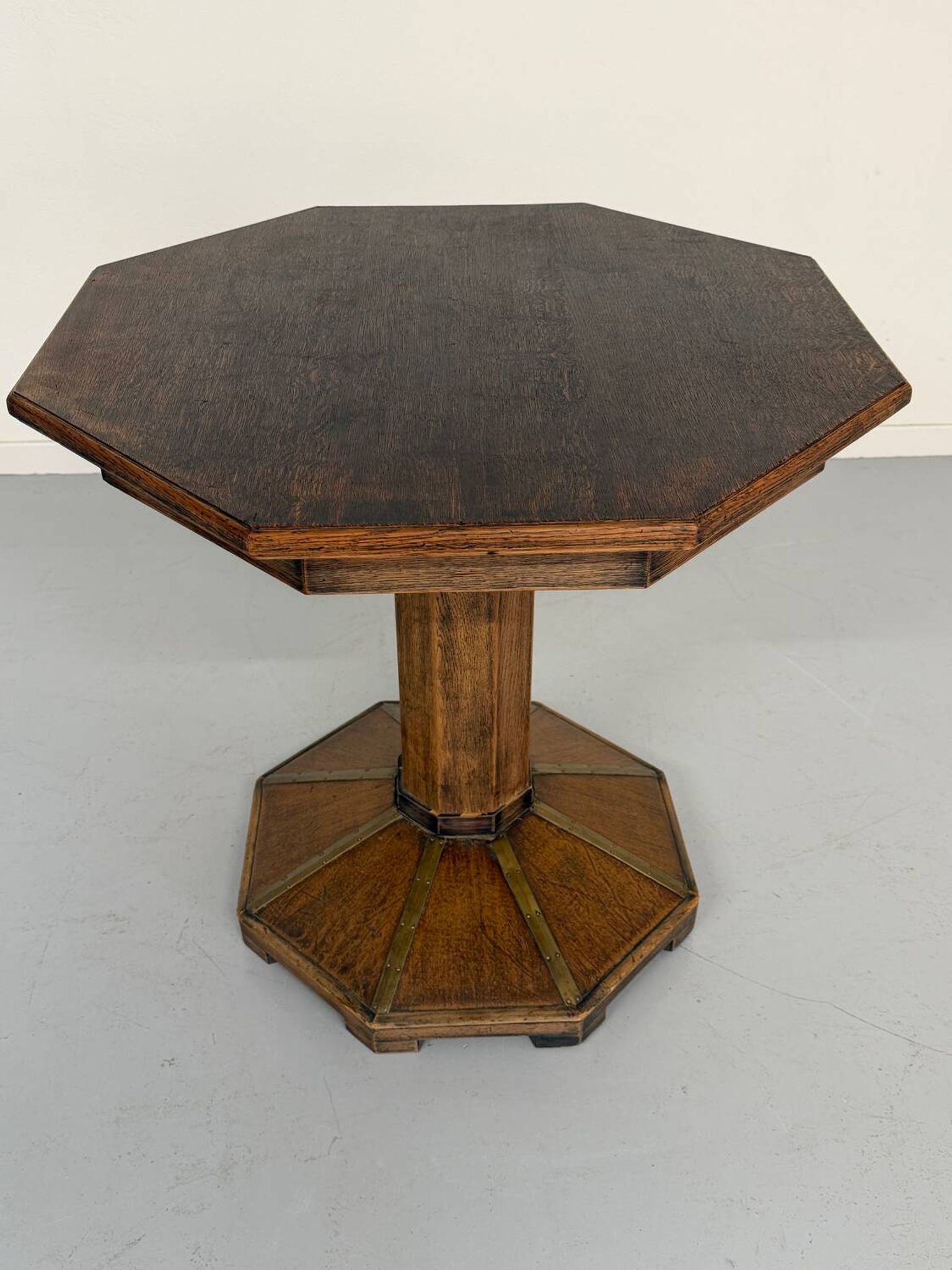 Ancienne table en bois de bistrot années 40/50 vintage finition laiton