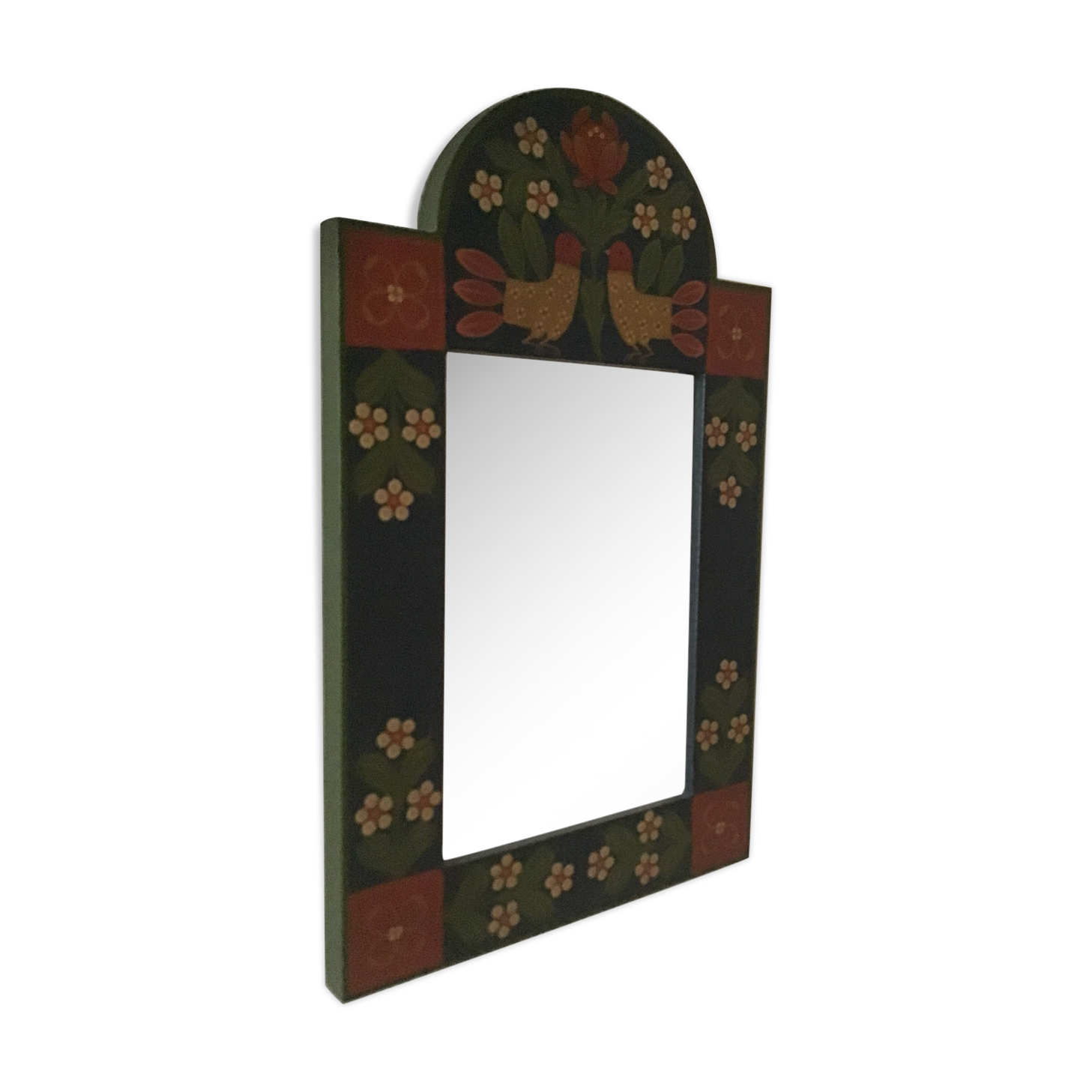 Painted wood mirror 22x35cm