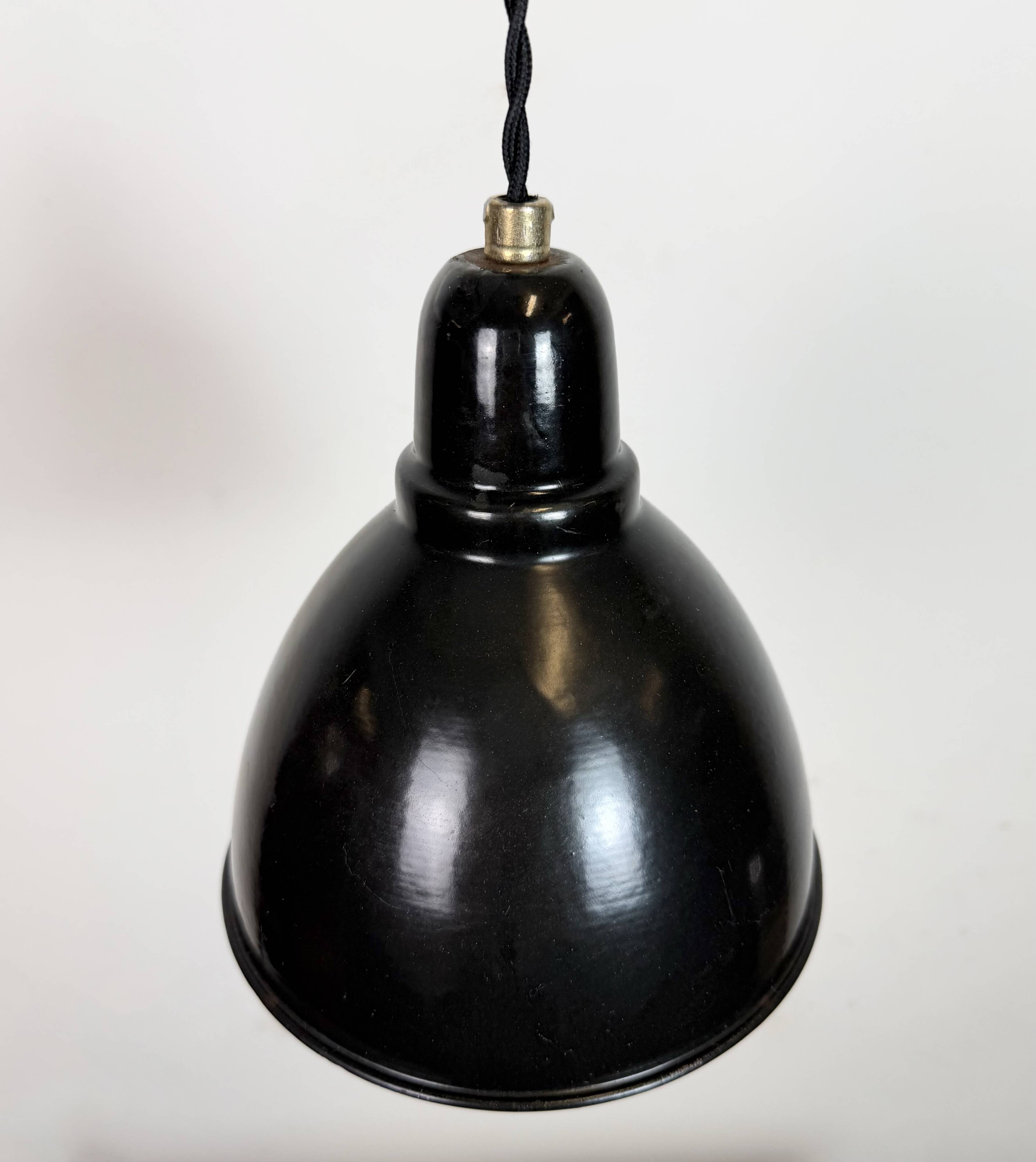 Small Industrial Black Enamel Ceiling Lamp, 1950s