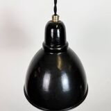 Small Industrial Black Enamel Ceiling Lamp, 1950s