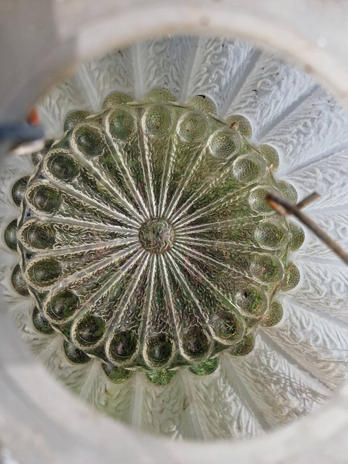 Molded glass hanging globe
